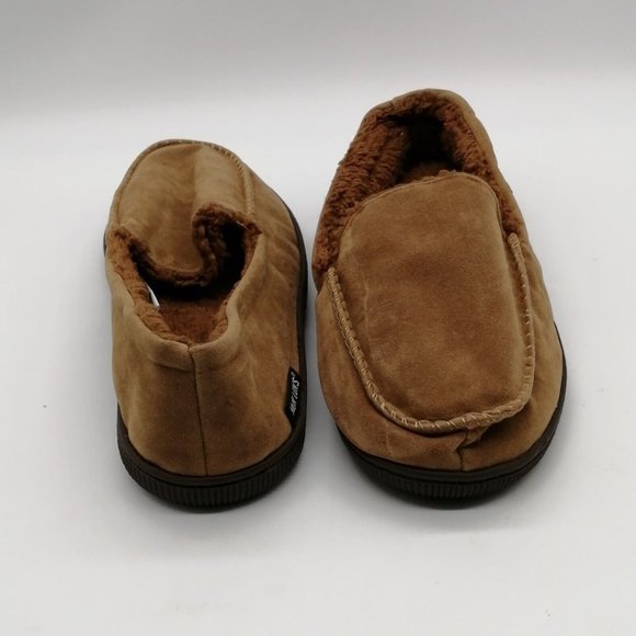 Muk Luks Mens Slippers Brown Loafer‎ Slip On Faux Fur Lining Flat Small 8-9 NEW - Picture 3 of 10